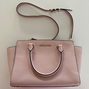 Michael Kors Selma Medium Top Zip Satchel Bag Purse Blossom Pink